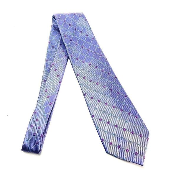 George Silk Tie Purple Woven Wide - Picture 6 of 6